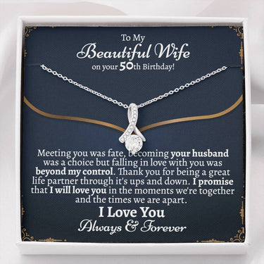 Wife 50th Birthday Alluring Beauty Necklace - Love You This Much